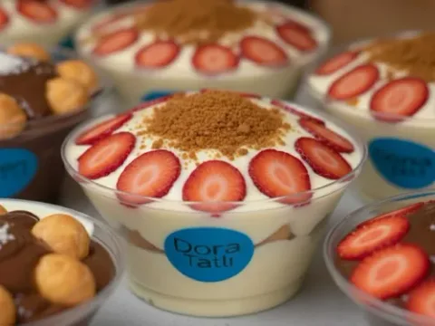 Beyaz Çikolatalı Çilekli Lotus Bisküvili Profiterol