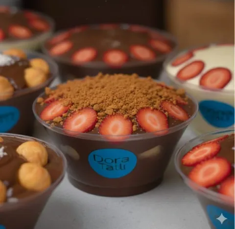 Sütlü Çikolatalı Çilekli Lotus Bisküvili Dora Profiterol